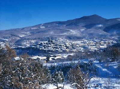 Vista di Arcidosso sotto alla neve